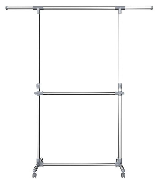 Stojan na oblečení dvoustupňový JASON 93x49x113-198cm, stříbrná SongmicsHome