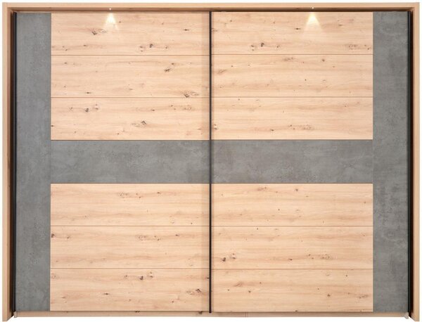 Skříň s posuv.dveřmi CHANTON š.270cm,dub Artisan/tmavě šedá