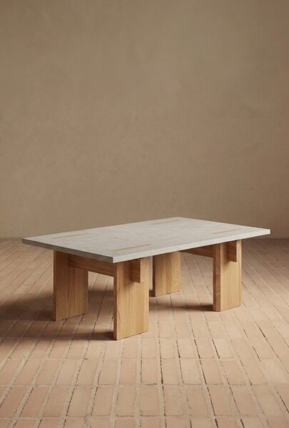 Eberhart Furniture Konferenční stolek Arnold s betonovou deskou - Concrete Light / Concrete Light / Oak Light