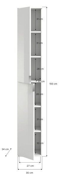 Šatní skříň s otočnými dveřmi, dub artisan, š: 30 cm