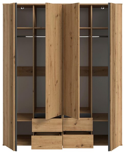 Skříň s otoč. dveřmi TOFTA š. 160cm, antracit/dub Artisan