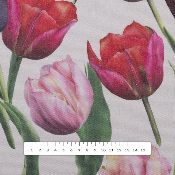 Biante Dekorační obdélníkový ubrus Terra TRA-001 Tulipány na kouřově šedém 50x100 cm