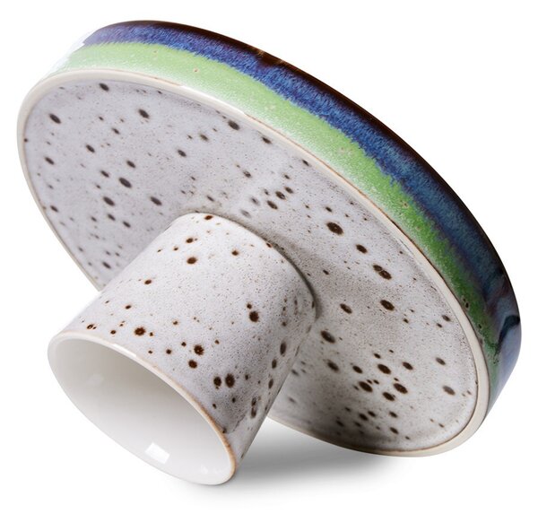 Šedý keramický podnos na noze 70s Comet - Ø 21*10cm - HKLIVING