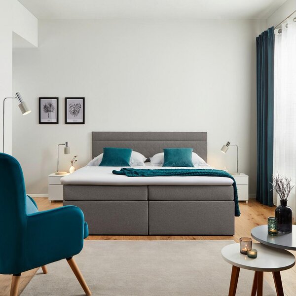 Boxspring postel s topperem Rosa, 180x200 cm, tmavě šedá