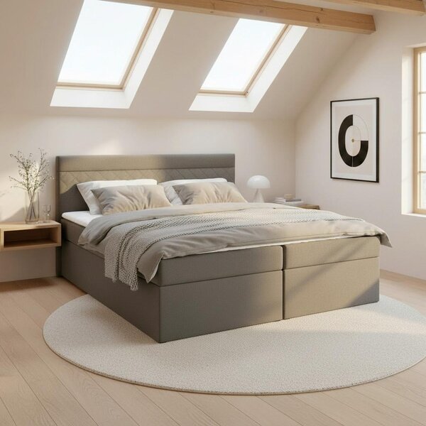 Boxspring postel s topperem Rosa, 180x200 cm, tmavě šedá