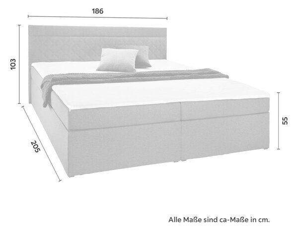 Boxspring postel s topperem Rosa, 180x200 cm, tmavě šedá