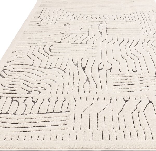 Tribeca Design Kusový koberec Baymax Ivory Charcoal Route Rozměry: 120x170 cm