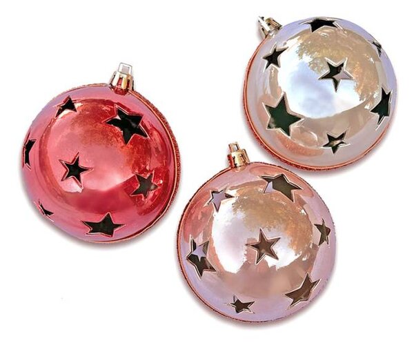 DECOLED Sada vánočních ozdob rolničky 8 cm, plastové, nezvonící, lesk, balení 3 ks