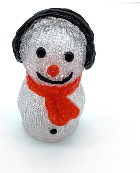 DECOLED 3D LED světelný sněhulák, 15 cm, na baterie, hliník