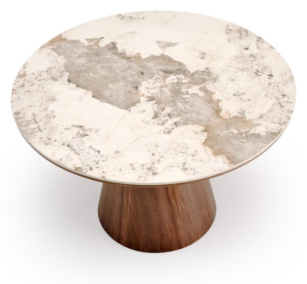 Jídelní stůl (pro 4 osoby) Artani (béžový mramor + ořech)