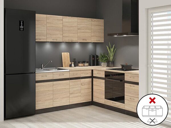 Rohová kuchyně BRW Junona Line 200 + 200 cm (wenge + dub sonoma)