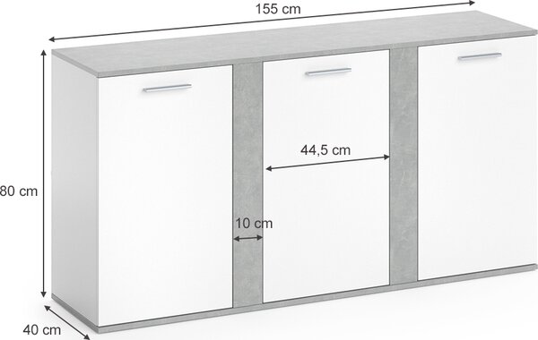 Kredenc Vicco Novelli Beton 40 x 80 cm s dveřmi, Model 29017