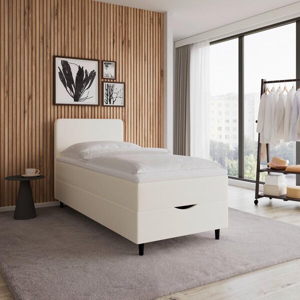 Boxspringová postel VIDA 90x200, krémová, s topperem
