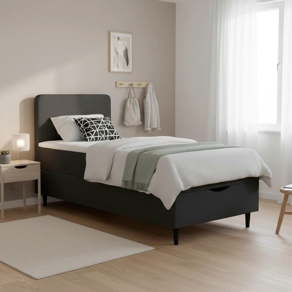 Boxspringová postel VIDA 90x200, tmavě šedá, s topperem