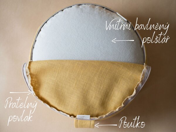 SOULADÍM Lněný meditační polštář rondo SLUNCE