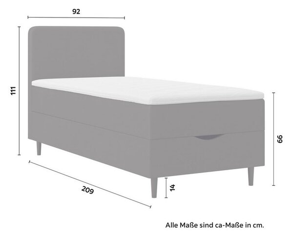 Boxspringová postel VIDA 90x200, tmavě šedá, s topperem