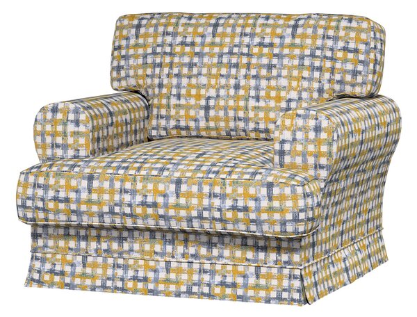 Potah na křeslo IKEA Ekeskog barva modrá látka pletený vzor, vzorované