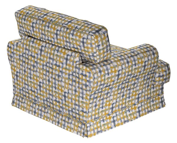 Potah na křeslo IKEA Ekeskog barva modrá látka pletený vzor, vzorované