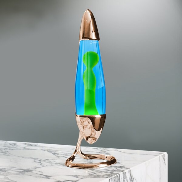 Mathmos Neo Cooper, originální lávová lampa, 1x20W, měděná s modrou tekutinou a zelenou lávou, výška 42cm