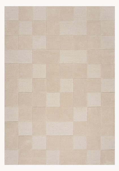 Ručně všívaný vlněný koberec's různou výškou povrchu Checkerboard