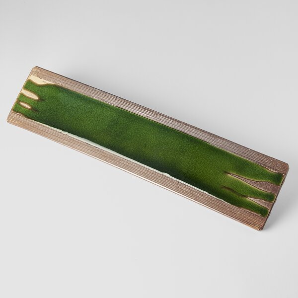 Made in Japan (MIJ) Earth Bright Green Rectangular Platter 52 x 12 cm