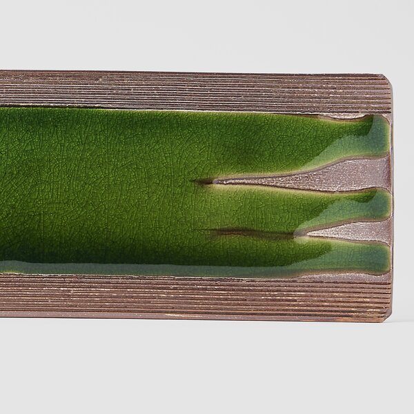 Made in Japan (MIJ) Earth Bright Green Rectangular Platter 52 x 12 cm