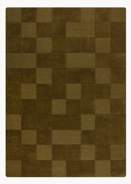 Ručně všívaný vlněný koberec se strukturovaným povrchem Checkerboard
