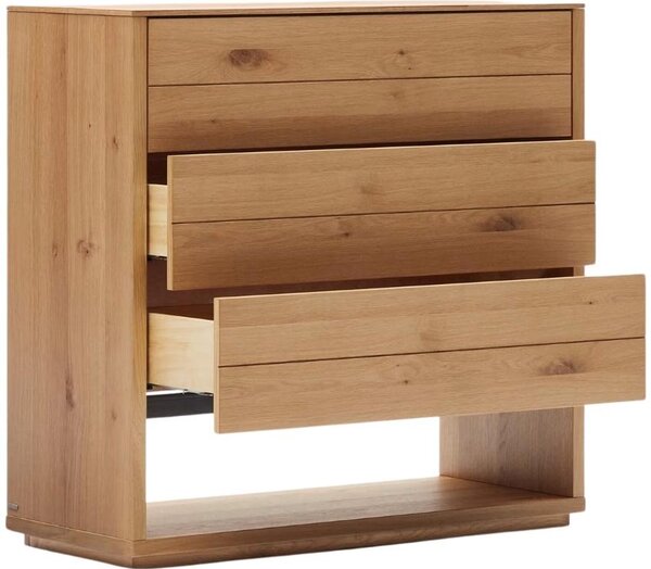 Dubová komoda Kave Home Alguema 100 x 40 cm se zásuvkami