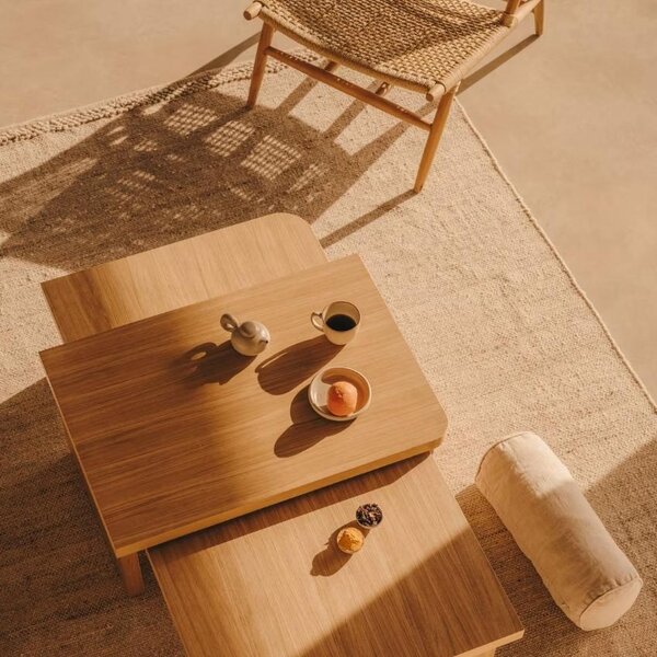 Set dvou dubových konferenčních stolků Kave Home Oaq 89x62/140x75 cm