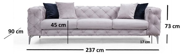 Pohovka trojsed Collo (světle šedá). Akce -25%