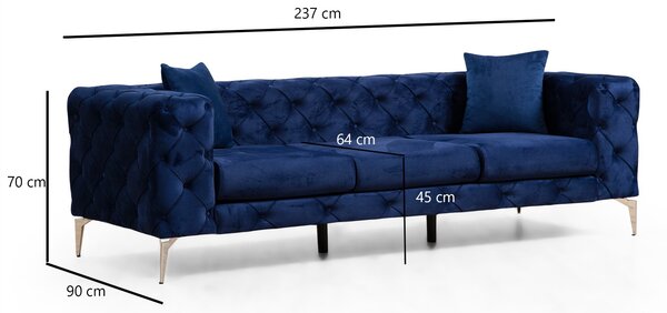 Pohovka trojsed Collo (tmavě modrá). Akce -25%
