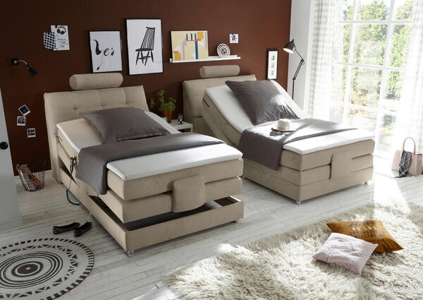 POSTEL BOXSPRING, 120/200 cm, pískové barvy MID.YOU - Jednolůžkové postele, Online Only