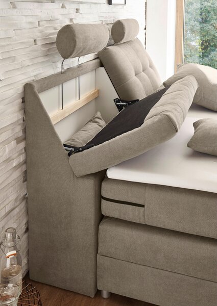 POSTEL BOXSPRING, 180/200 cm, pískové barvy MID.YOU - Manželské postele, Online Only