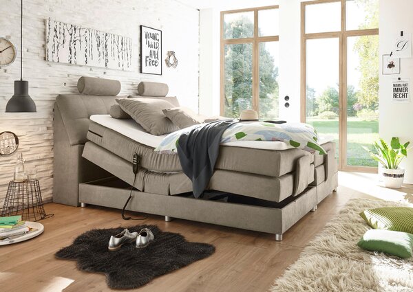 POSTEL BOXSPRING, 180/200 cm, pískové barvy MID.YOU - Manželské postele, Online Only