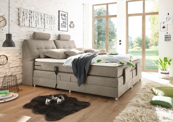 POSTEL BOXSPRING, 180/200 cm, pískové barvy MID.YOU - Manželské postele, Online Only