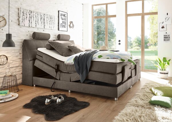 POSTEL BOXSPRING, 180/200 cm, hnědá MID.YOU - Manželské postele, Online Only