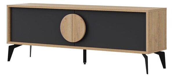 TV stolek v dekoru dubu v černo-přírodní barvě 140x51 cm Vae – Marckeric