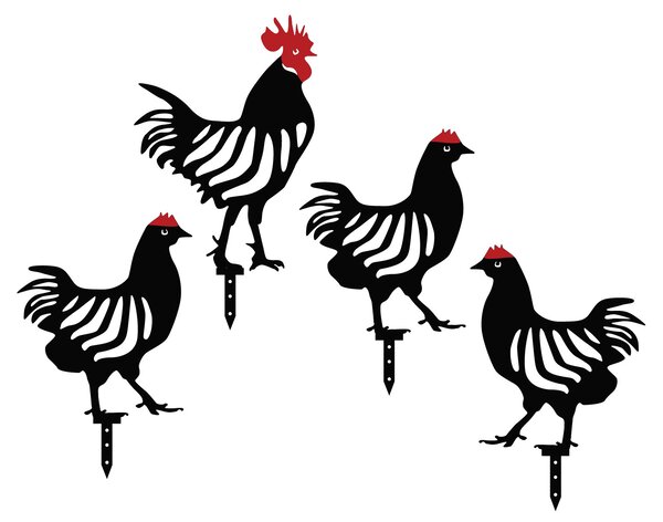 Hanah Home Dekorativní zahradní doplňky CHICKEN FAMILY4 černé - Doprodej