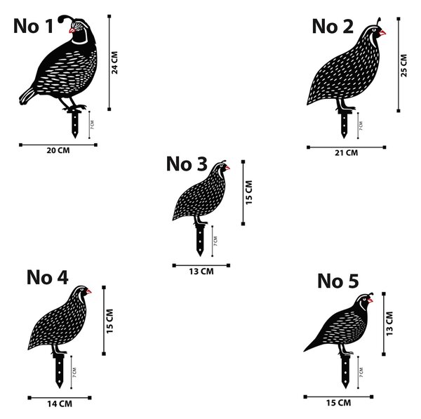 ASIR Dekorativní zahradní doplňky QUAILS černé