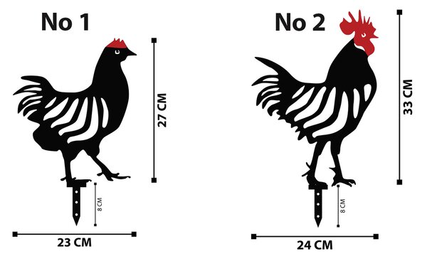 Hanah Home Dekorativní zahradní doplňky CHICKEN FAMILY4 černé - Doprodej