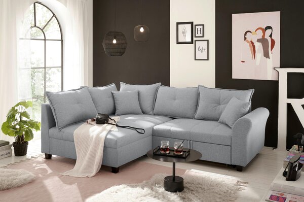 ROHOVÁ SEDAČKA, textil, šedá Livetastic - Sedací soupravy, Online Only