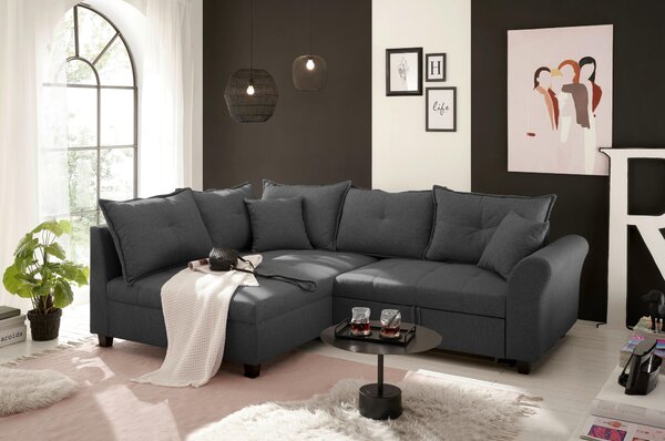 ROHOVÁ SEDAČKA, textil, antracitová Livetastic - Sedací soupravy, Online Only