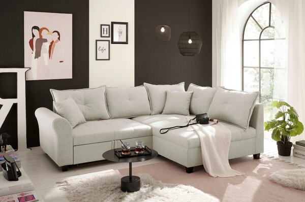ROHOVÁ SEDAČKA, textil, béžová Livetastic - Sedací soupravy, Online Only