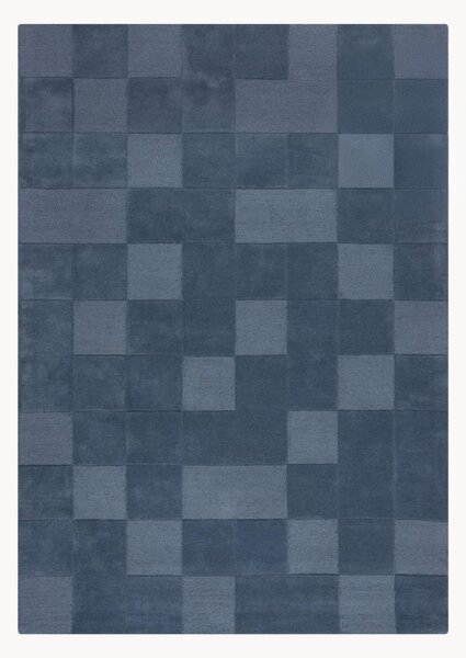 Ručně všívaný vlněný koberec se strukturovaným povrchem Checkerboard