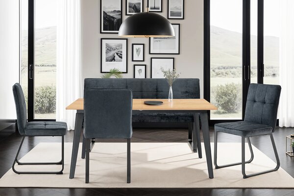 ByLIVING Jídelní židle Talea, sada 2 kusů, černý kov, tmavě šedá látka