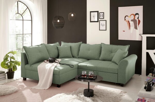 ROHOVÁ SEDAČKA, textil, zelená Livetastic - Sedací soupravy, Online Only