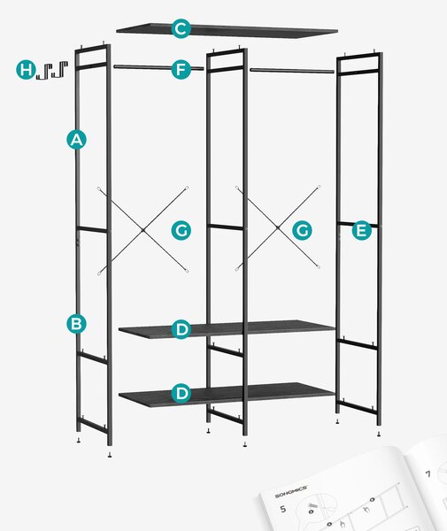 OTEVŘENÁ ŠATNÍ SKŘÍŇ, 94,5/180/40 cm - Šatní skříně, Online Only