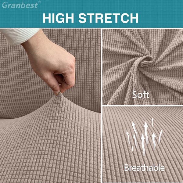 Potahová látka Jacquard s vysokou elasticitou, barva: béžová, sada 4 kusů