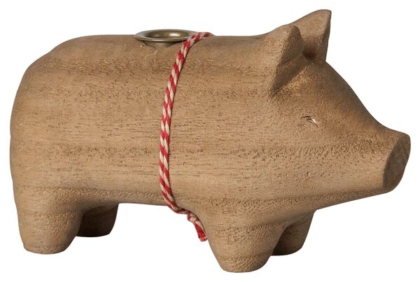 Dřevěný svícen prasátko Pig Nature Small Maileg