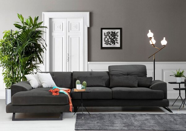 Rohová sedací souprava Frilana (antracit) (L). Akce -25%